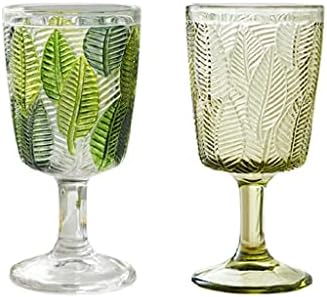 Kalın Kabartmalı Yaprak Doku şarap bardağı Kadeh Yaprak Kabartma Kadeh Vintage Yeşil Fincan içme bardağı Ruhları Düğün
